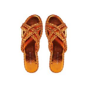 AZALEA WANG Ammon Orange Metallic Braided Sandals Sz 8 NEW in box
